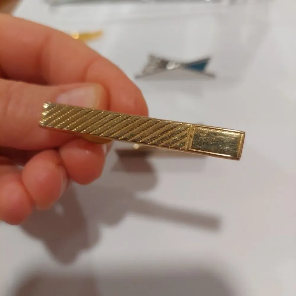 Three Vintage American Tie Pins Gold Tone